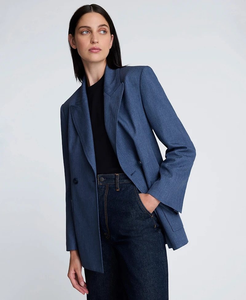 Kenneth Cole Women's Textured Pinstriped Long-Sleeve Jacket