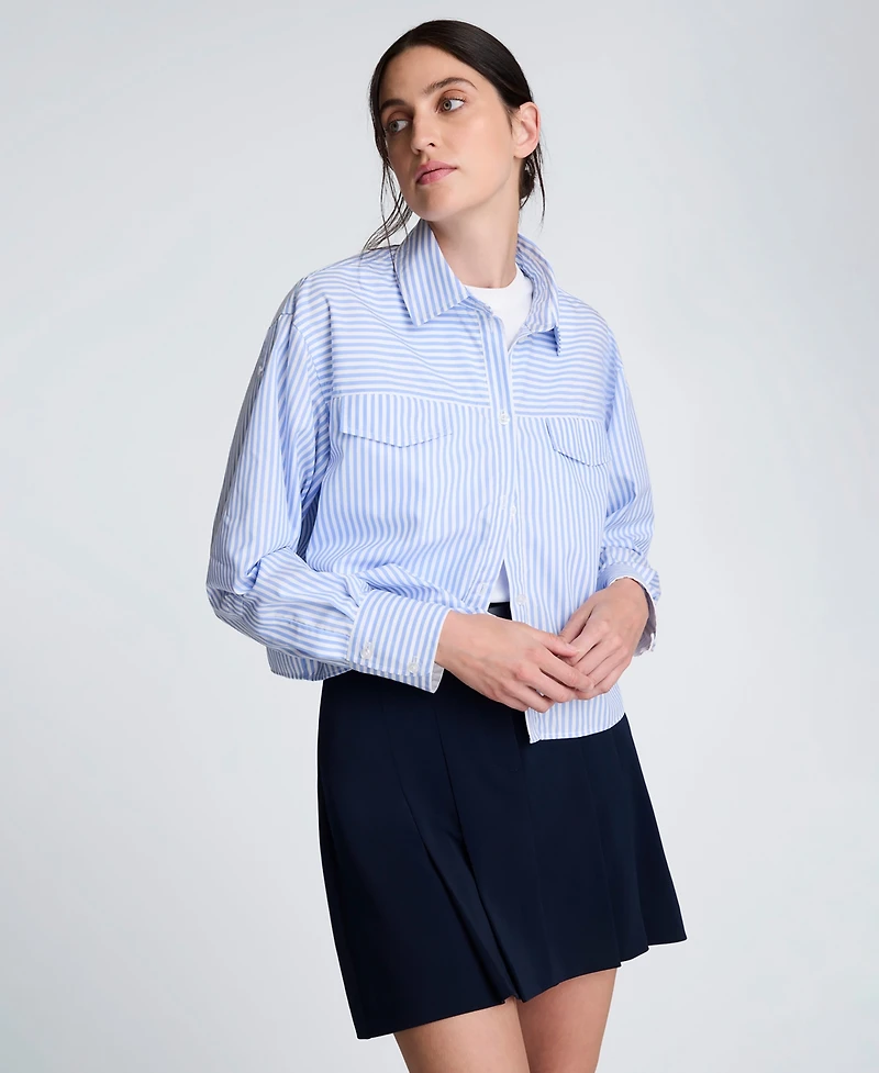 Kenneth Cole Women's Striped Boxy Cropped Top