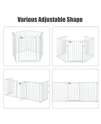 Sugift 115 Inch Length 5 Panel Adjustable Wide Fireplace Fence-White