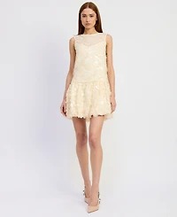 En Saison Women's Emryn Crewneck Sleeveless Bubble Hem Shift Mini Dress