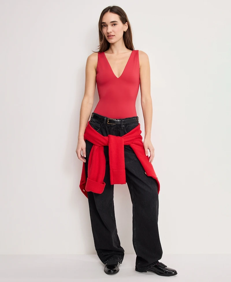 Good American Women's Scuba V-Neck Bodysuit