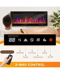 Homcom 1500W Ultra-thin Electric Fireplace Recessed, Mounted, 50"