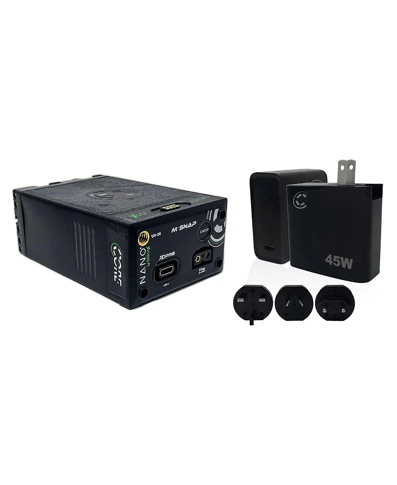 Core Swx Nano-C98MX M-Snap 98Wh Li-ion Canon Bp-u Battery with Ring Led Gauge, Bundle with Xpd-45 45W Universal Usb-c Pd Wall Charger