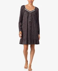 Aria Women's Brushed Long Sleeve Cotton Jersey Nightgown