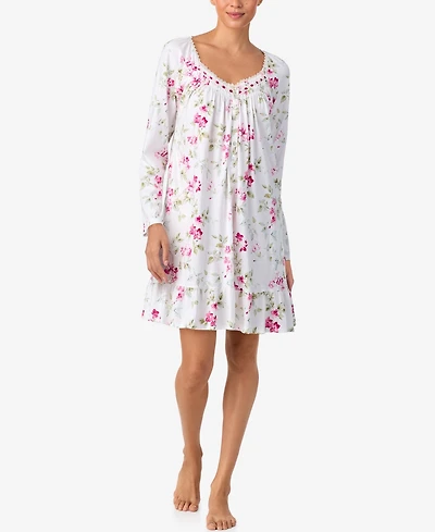 Aria Women's Brushed Long Sleeve Brushed Cotton Jersey Nightgown