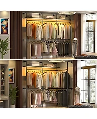 Industrial Pipe Clothing Rack, Reversible 118.3'' Clothes Rack for Hanging