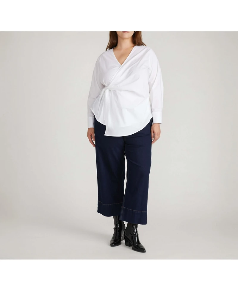 Universal Standard Plus Stretch Poplin Wrap Shirt