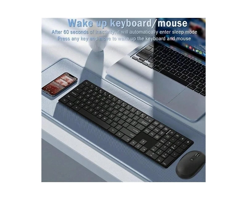 risokeys Wireless Keyboard and Mouse Combo- 2.4GHz Wireless Connection, Ultra Slim Silent Mouse and Keyboard, Adjustable 1600 Dpi, Black
