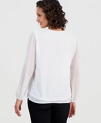 Kasper Women's Ruffled Blouson-Sleeve Blouse