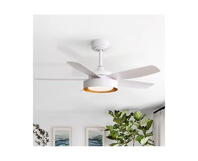 Sofucor 42-inch Modern White 5 - Blade Ceiling Fan With Remote Control and Light Kit