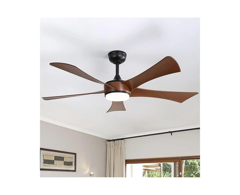 Sofucor 52-inch Modern Black 5-Blade Ceiling Fans with Led Lights and Remote Control