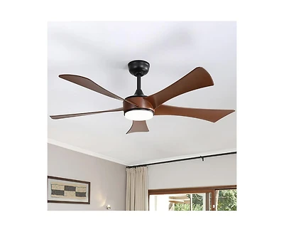 Sofucor 52-inch Modern Black 5-Blade Ceiling Fans with Led Lights and Remote Control