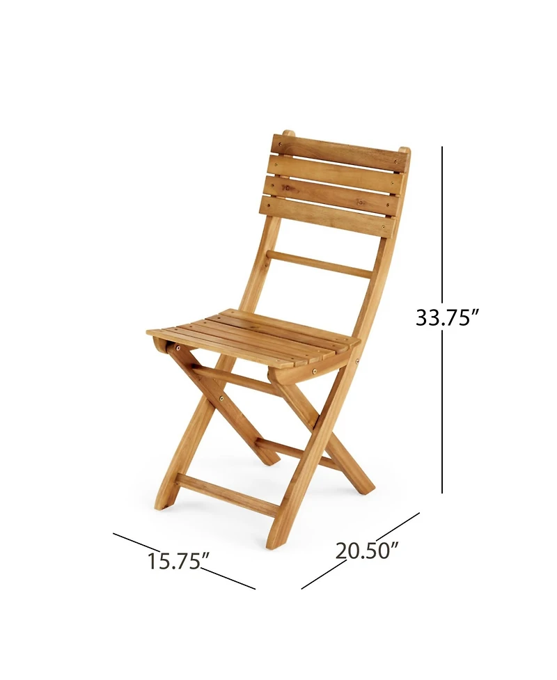 Streamdale Furniture Outdoor Acacia Wood 3 Piece Half Round Folding Bistro Set Natural