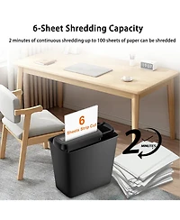 Bonsaii 6-Sheet Strip-Cut Paper Shredder with Basket, Portable Home Office Shredder with Overheat Protection, Compact Design for Easy Use