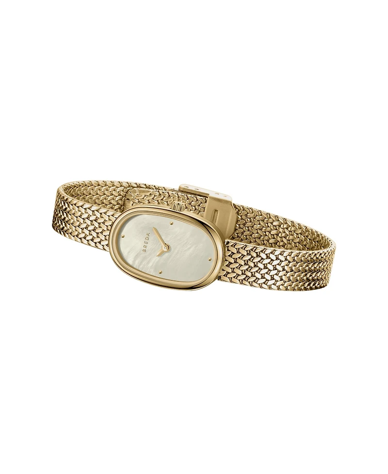 Breda Women's 'Jane Tethered' Gold Stainless Steel Mesh Watch, 18mm