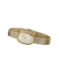 Breda Women's 'Jane Tethered' Gold Stainless Steel Mesh Watch, 18mm