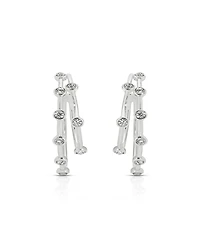 Ettika Silver Plated Double Sparkle Hoop Earrings