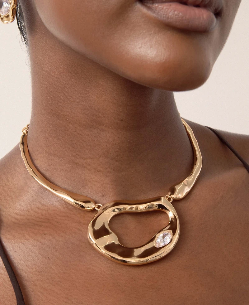 Ettika Gold Plated Molten Marquise Necklace