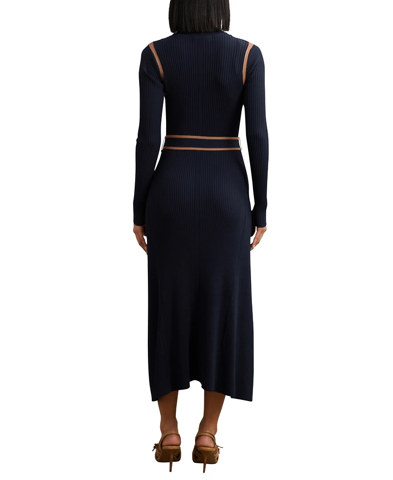 Reiss Women's Color-Block Rib-Knit Midi Dress