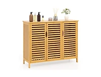 Slickblue Bathroom Storage Cabinet with 3 Wicker Doors and Shelves