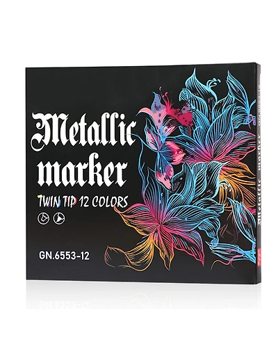 Htutwoo 12 Colors Soft Brush Tip & Flat Tip Metallic Markers, Acrylic Paint Pens for Stone, Rock, Painting, Ceramic, Glass, Wood and Metal