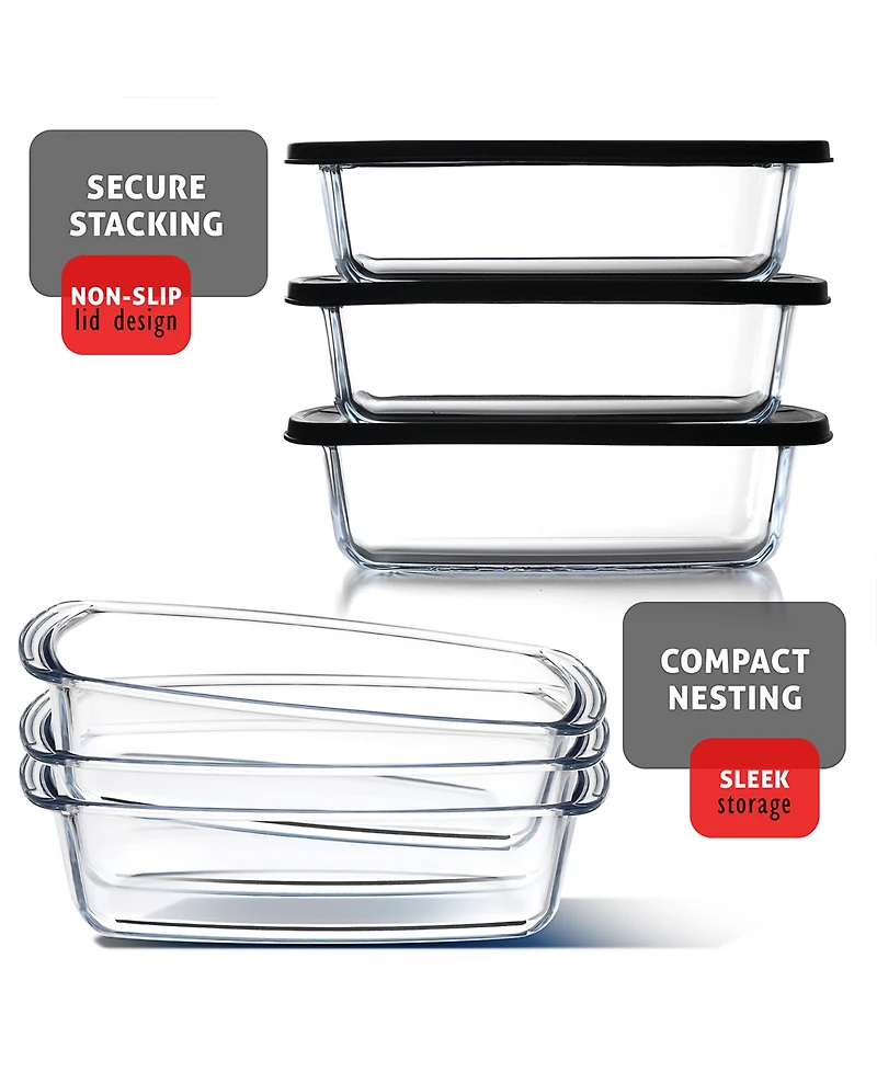 Nestl Airtight 6-Pc. Rectangular Bread Loaf Containers Set