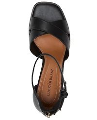 Lucky Brand Women's Herrika Stacked Heel Crisscross Dress Sandals