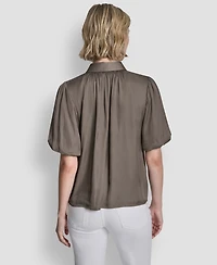 Dkny Women's Short-Sleeve Park Satin Top