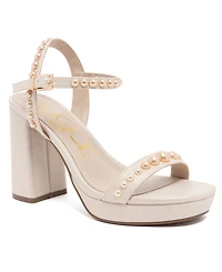 Sugar Women's Vallentina Pearl Block Heel Dress Sandals