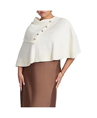 Eloquii Women's Plus Button Detail Sweater Poncho
