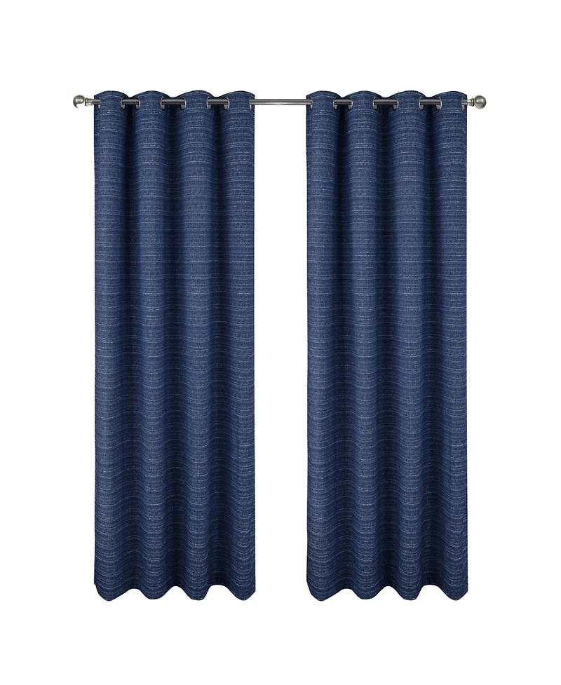 Rt Designer Collection Kensington Jacquard Foam Backed Luxurious Decorative Grommet Curtain Panel 54" x 95" Navy