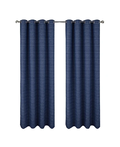 Rt Designer Collection Kensington Jacquard Foam Backed Luxurious Decorative Grommet Curtain Panel 54" x 95" Navy