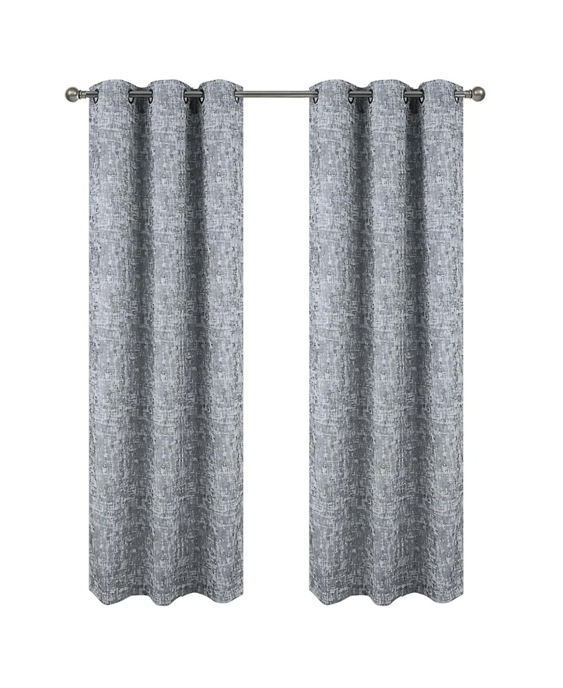 Rt Designer Collection Cambridge Jacquard 2 Pack Luxurious Modern Design Curtain Panel 36" x 84" Silver