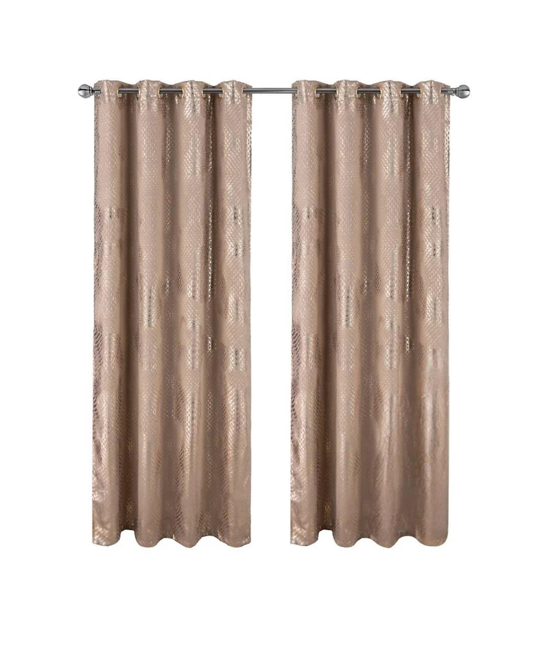Rt Designer Collection Hailey Halo Foil Blackout Grommet Curtain Panel 52" x 90" Taupe