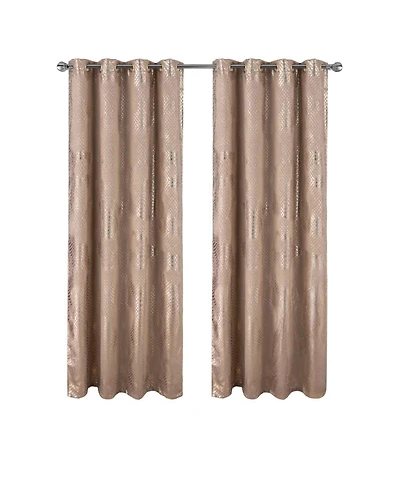 Rt Designer Collection Hailey Halo Foil Blackout Grommet Curtain Panel 52" x 90" Taupe