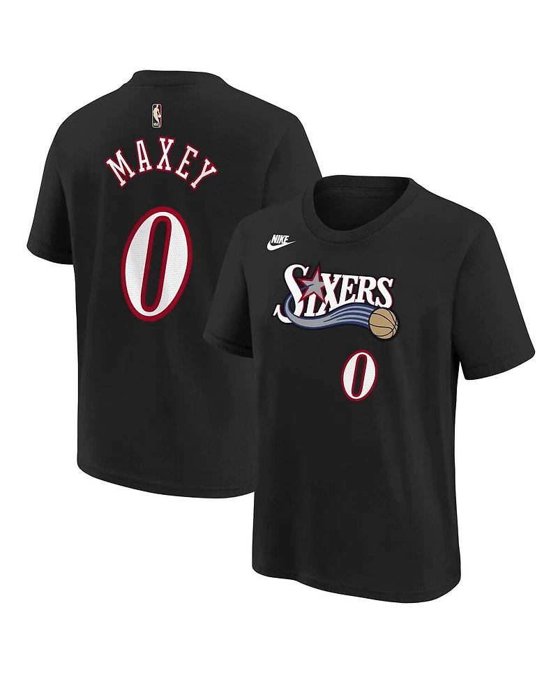 Nike Big Boys and Girls Tyrese Maxey Black Philadelphia 76ers Name Number T-Shirt