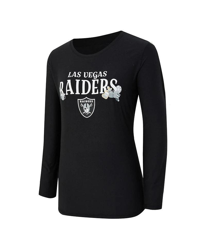Concepts Sport Women's 2-Piece Black Las Vegas Raiders Chestnut Long Sleeve T-Shirt and Pants Sleep Set