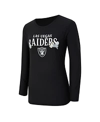 Concepts Sport Women's 2-Piece Black Las Vegas Raiders Chestnut Long Sleeve T-Shirt and Pants Sleep Set