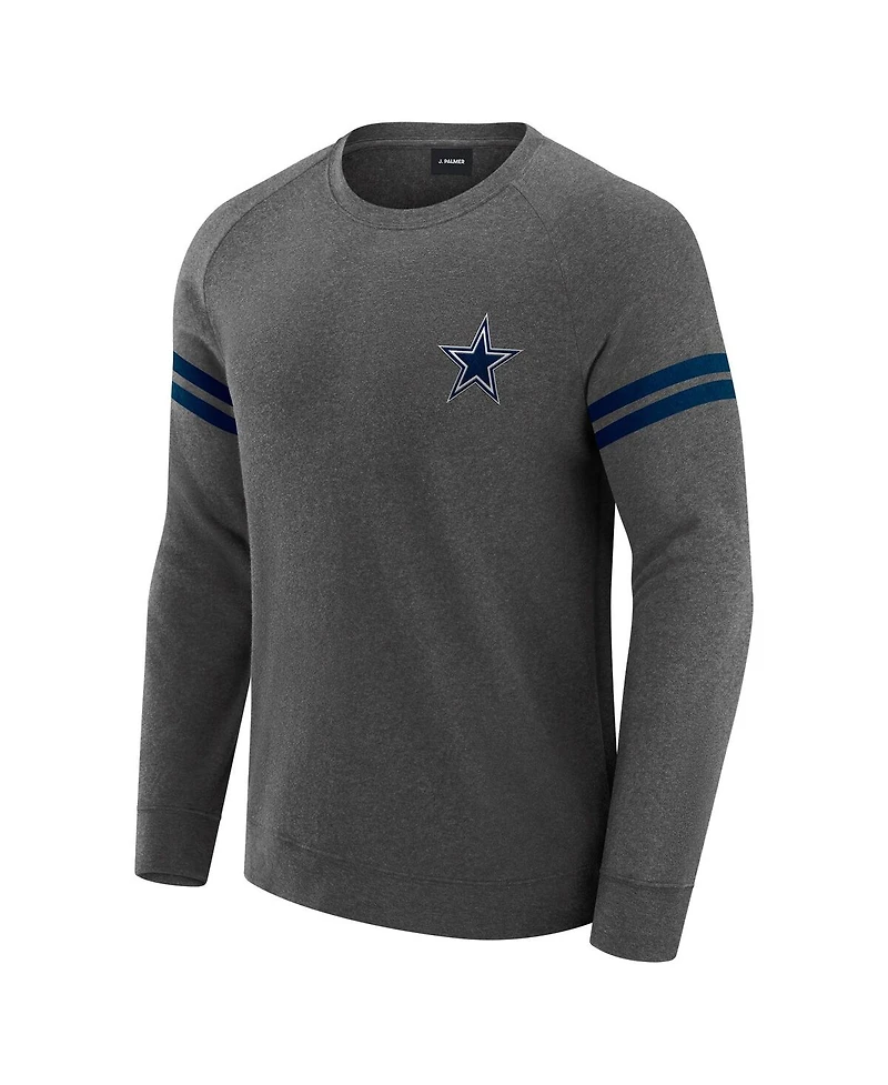 J. Palmer Men's Dark Heather Gray Dallas Cowboys Players Lounge Raglan Tri-Blend Sweatshirt