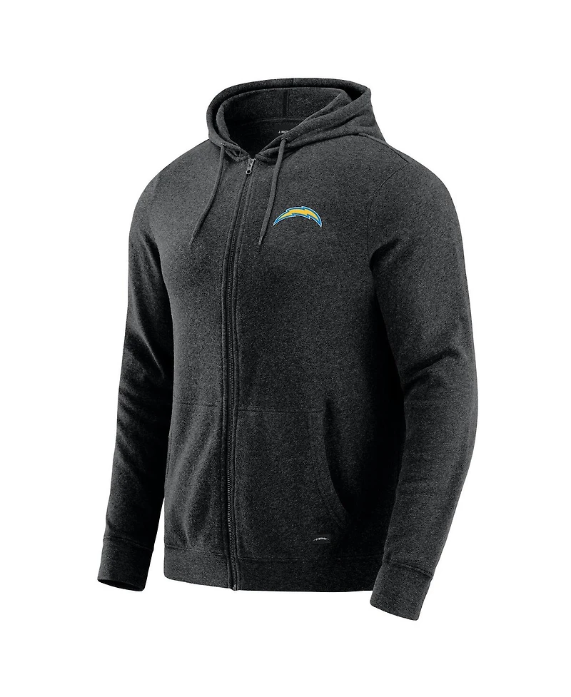 J. Palmer Men's Dark Heather Gray Los Angeles Chargers Players Lounge Tri-Blend Full-Zip Hoodie