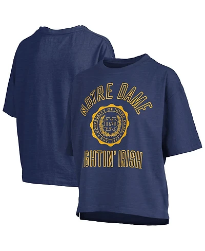 Pressbox Women's Navy Notre Dame Fighting Irish Motley Crew Bishop Waist Length Oversized T-Shirt