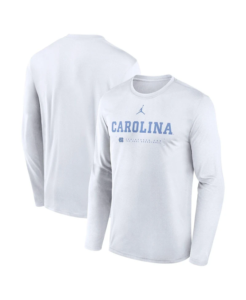 Jordan Men's White North Carolina Tar Heels 2025 Courtside Basketball Shootaround Legend Dri-fit Long Sleeve T-Shirt