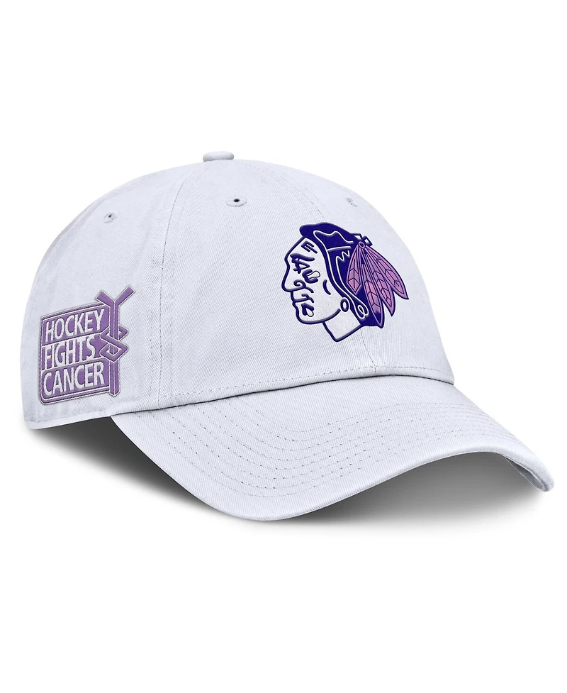 Fanatics Men's White Chicago Blackhawks Authentic Pro Hockey Fights Cancer Adjustable Hat