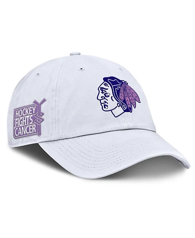 Fanatics Men's White Chicago Blackhawks Authentic Pro Hockey Fights Cancer Adjustable Hat