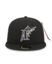 New Era Men's x Alpha Industries Black Florida Marlins 59FIFTY Fitted Hat