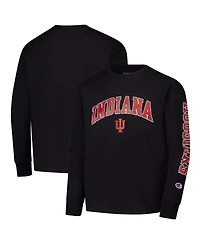Champion Big Boys and Girls Black Indiana Hoosiers Distressed Arch Over Logo Long Sleeve T-Shirt