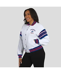 Wear by Erin Andrews Women's White New England Patriots Full-Snap Fleece Sweatshirt Jacket