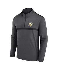 Logo Athletic Men's Heather Charcoal Pittsburgh Penguins Head-to-Head Raglan Quarter-Zip Sweatshirt