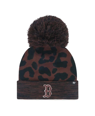 '47 Brand Women's Brown Boston Red Sox Rosette Cuffed Knit Hat with Pom