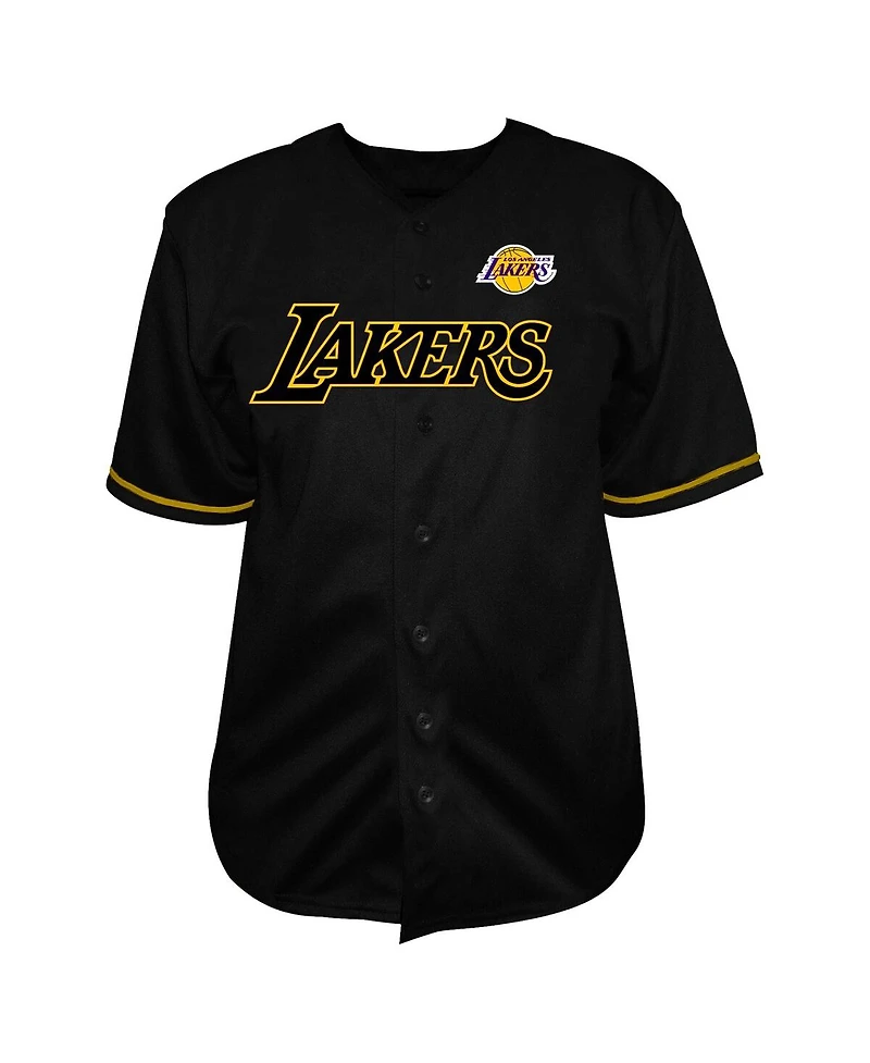 Profile Men's LeBron James Black Los Angeles Lakers Big Tall Name Number Button-Up Jersey